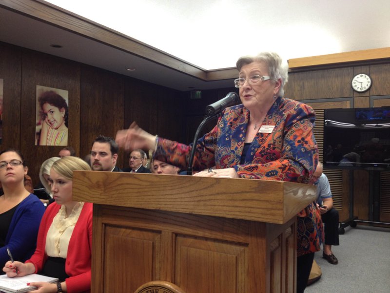 Tommie Sue Anthony, president of the Arkansas Advanced Initiative for Math and Science, speaks to the Arkansas Board of Education Monday.