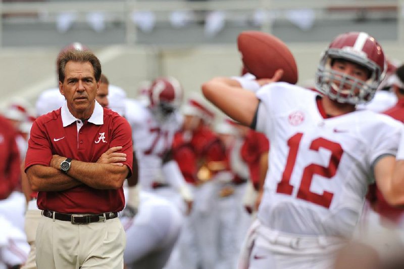 Alabama Coach Nick Saban, coming off a 52-0 victory over Arkansas, will need to keep the Crimson Tide motivated against Florida Atlantic this week. 