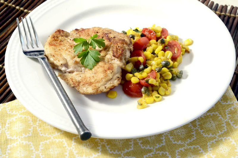 Chicken Piccata With Sauteed Corn and Tomatoes 