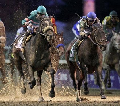 Zenyatta (left) and her 19-1 career record were honored with a life-sized bronze statue at Santa Anita in California on Saturday. 