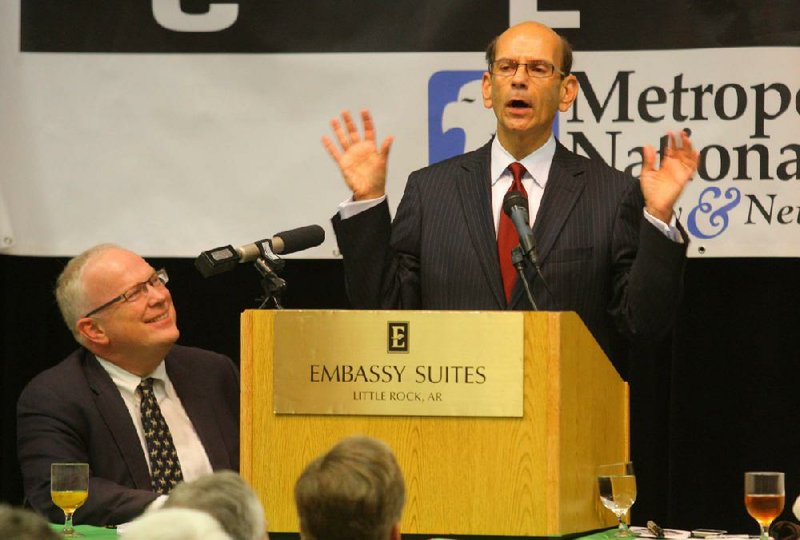 Talk-show host Paul Finebaum of Birmingham, Ala., speaks to the Little Rock Touchdown Club in 2012.