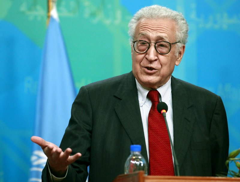 U.N. envoy on Syria Lakhdar Brahimi speaks at a news conference in Baghdad on Monday, Oct. 15, 2012. 