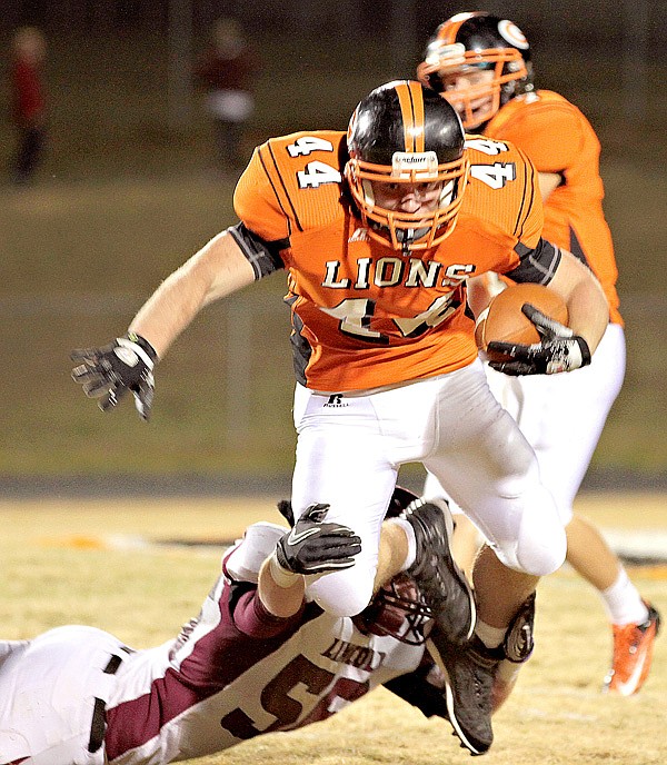 Gravette junior Cody Robinson powers ahead for a few extra yards in play against Lincoln on Friday.
