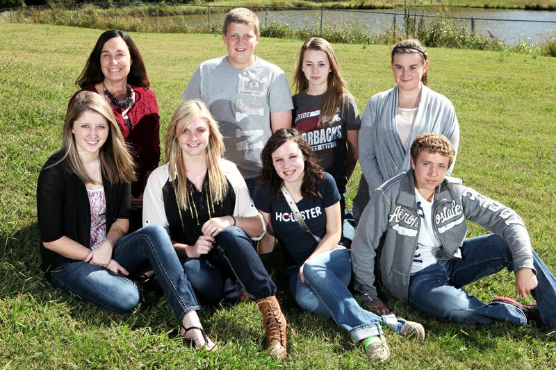 Several Midland High School students will take a trip to France and Spain with teacher Karen Wells. In the front row, from the left, are Madison Miller, Emily Foster, Measha Rhew and Micah Brackett; and back row, from the left, Wells, Hunter York, Sidney Marx and Cierra Beck.