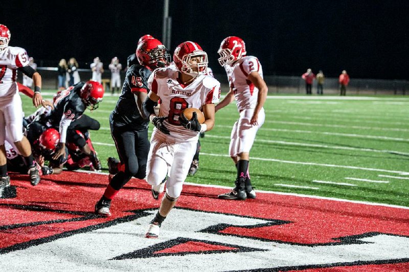 Dardanelle’s Geraldo Hernandez scored a touchdown in the Sand Lizards’ 19-14 victory over Maumelle on Friday night. 