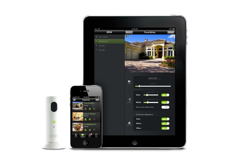 Stem Innovation provides security for your home or business with the iZon camera (left) and Stem Connect app. The camera and app work with Apple’s iPhone, iPod (not shown) or iPad. 