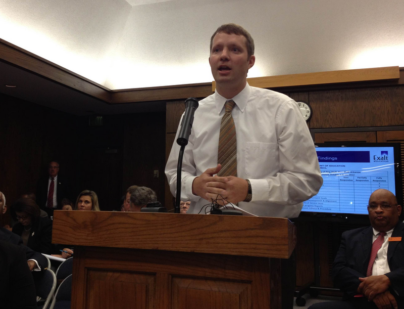 Exalt Education CEO Ben Lindquist addresses the Arkansas Board of Education on Thursday.