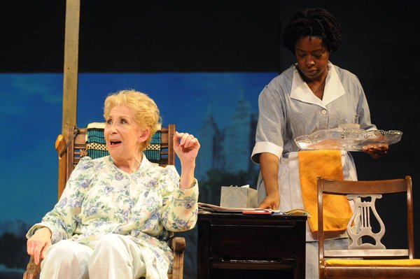 Gameela Wright, playing Victoria Winston, right, and Joan Porter, playing Eleanor Kaufman, appear in tonight’s world premiere of “Checks and Balances” at RLT. 