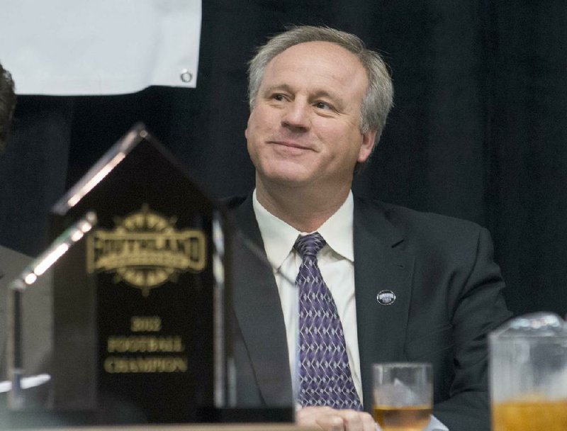 Central Arkansas football Coach Clint Conque was the guest speaker Monday afternoon at the Little Rock Touchdown Club meeting at the Embassy Suites hotel in Little Rock. Conque has led the Bears to an 8-2 record this season and a share of the Southland Conference title. 