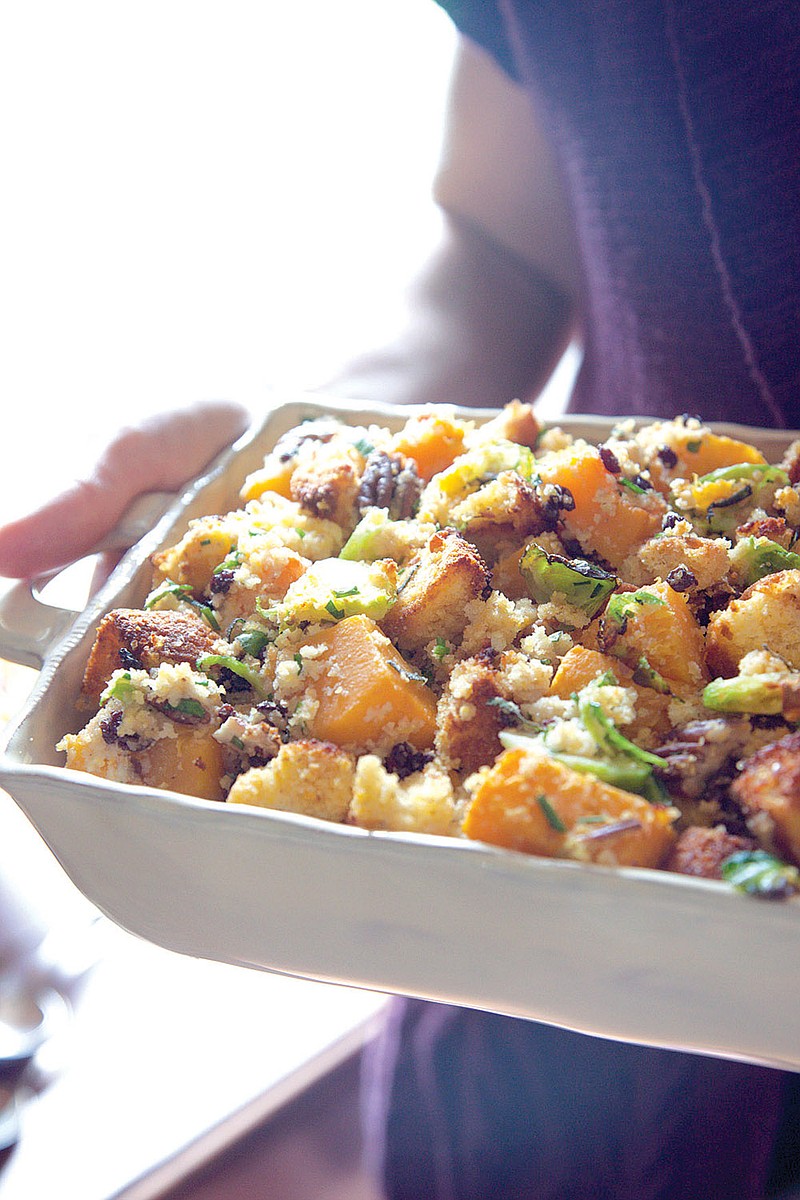 Cornbread Stuffing With Brussels Sprouts and Squash