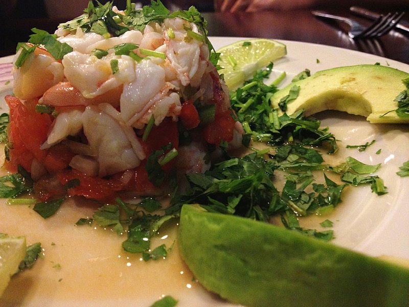 The shrimp ceviche ($8) is one of the choicest offer ings on Santo Coyote’s appetizer menu. 