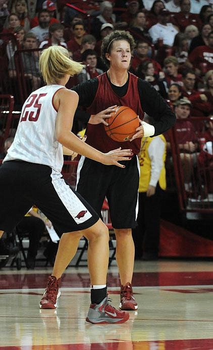 Arkansas center Sarah Watkins, a second-team preseason All-SEC selection, has been working on the mental side of her game in the offseason. “When I do something wrong, I’m really just trying to let it go,” she said. “It has been difficult for me in the past, but I think I’m getting better.” 
