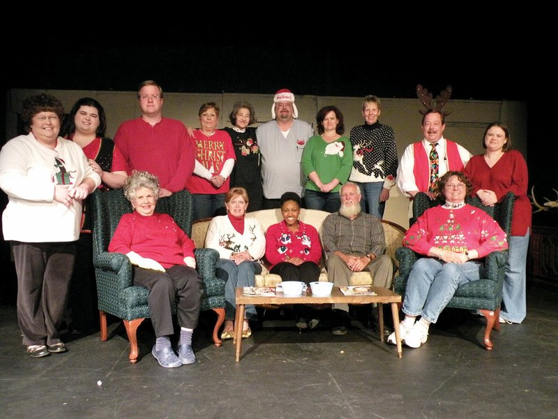 Appearing in the Rialto Players’ upcoming production of Dashing Through the Snow are, front row, from the left, Coe Wilson, Gail Fickle, Tenethrea Buffington, David Garrett and Ruth Minick; and back row, from the left, Casey Myers, Jennifer DeGroot, Shane Atkinson, Jonna Gibby, Cathy Hoelzeman-Bond, Marty Ault, Stephanie Koontz, Jennie Denniston, Rich Minick and Desiree Phillips. Not shown are Ed and Mary Boyer.