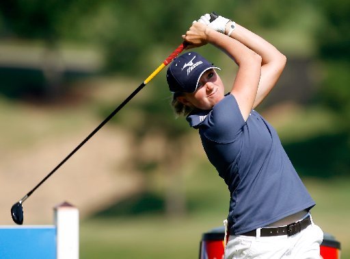 Arkansas Democrat-Gazette/JASON IVESTER --06/30/12-- Stacy Lewis hits from the 13th tee during the second round of the Wal-Mart NW Arkansas Championship at Pinnacle Country Club in Rogers on Saturday, June 30, 2012.