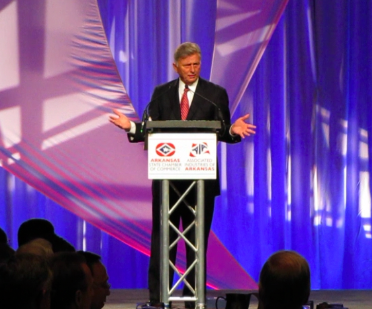Gov. Mike Beebe speaks on Medicaid Wednesday at the Arkansas Chamber of Commerce's annual meeting.