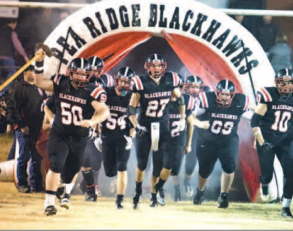 The Pea Ridge Blackhawks take to their home field, Blackhawks Stadium, on Friday before the playoff match against Heber Springs. 