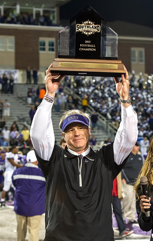 Central Arkansas Coach Clint Conque has mixed emotions about having a Southland Conference Championship trophy and a bye in the first round of the FCS playoffs. 