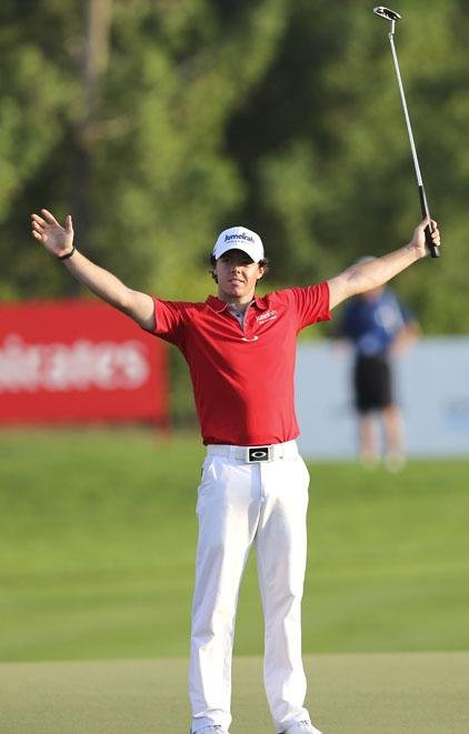 Top-ranked golfer Rory McIlroy finished with a 6-under-par 66 for a total 23-under 265 to win the season-ending World Golf Championship in Dubai, United Arab Emirates, on Sunday. 