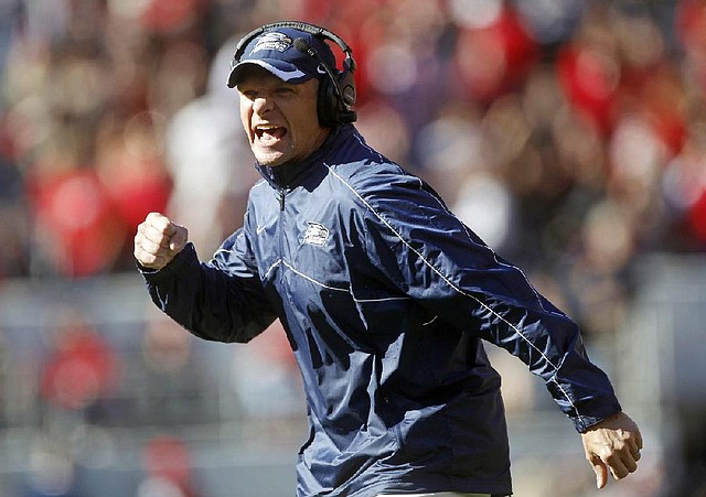 Since he was hired at Georgia Southern in 2010, Coach Jeff Monken (above) is 29-11 and has led the Eagles to two consecutive Football Championship Subdivision semifinal appearances. The Eagles host Central Arkansas at 1 p.m. Central on Saturday. 