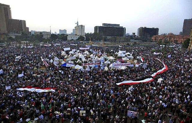 Protesters jam Cairo’s Tahrir Square on Tuesday in opposition to Egyptian President Mohammed Morsi and the Muslim Brotherhood. Organizers called for another rally Friday. 