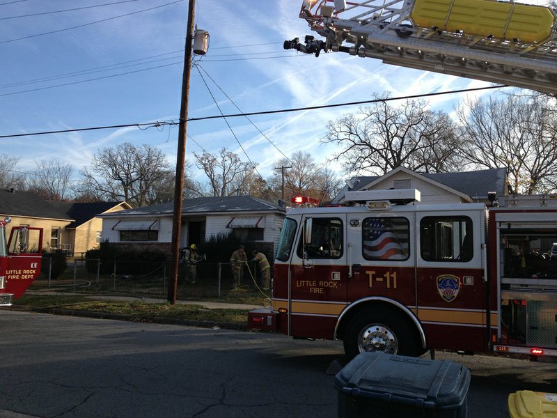Emergency vehicles respond to 2701 Lewis St. in Little Rock.