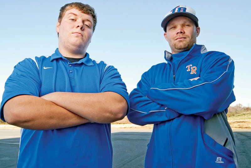 Two Rivers High School football coach Josh Harrison, right, and senior student and two-way lineman Elijah Jones share a unique bond. A few years ago, while driving his pickup on a foggy morning, the coach struck Jones. The negative consequences that could have come from that day have long since been outweighed by the positive relationship the two developed.