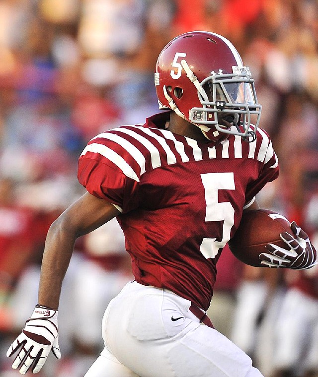 Pine Bluff running back Walter Ashley has 2,431 yards and 24 touchdowns rushing, 887 yards and 12 touchdowns receiving, 748 yards and 4 touchdowns on punt returns and 950 yards and 1 touchdown on kickoff returns in his high school career. 