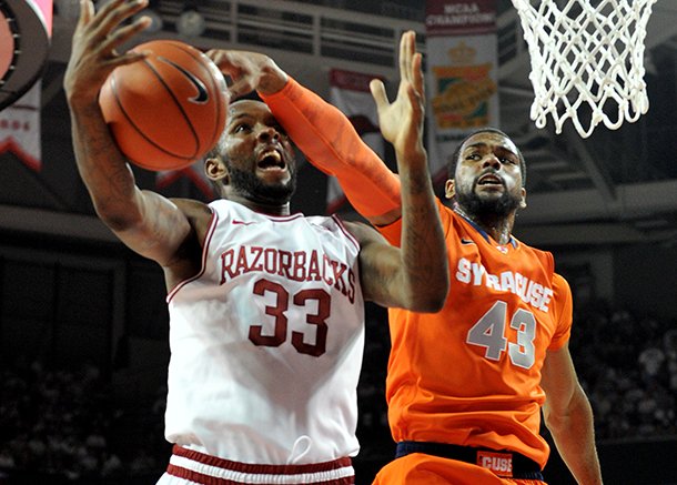 NWA Media/MICHAEL WOODS -- 11/30/2012 -- Syracuse forward James Southerland (43) scored a career-high 35 points Friday at Bud Walton Arena in Fayetteville. 