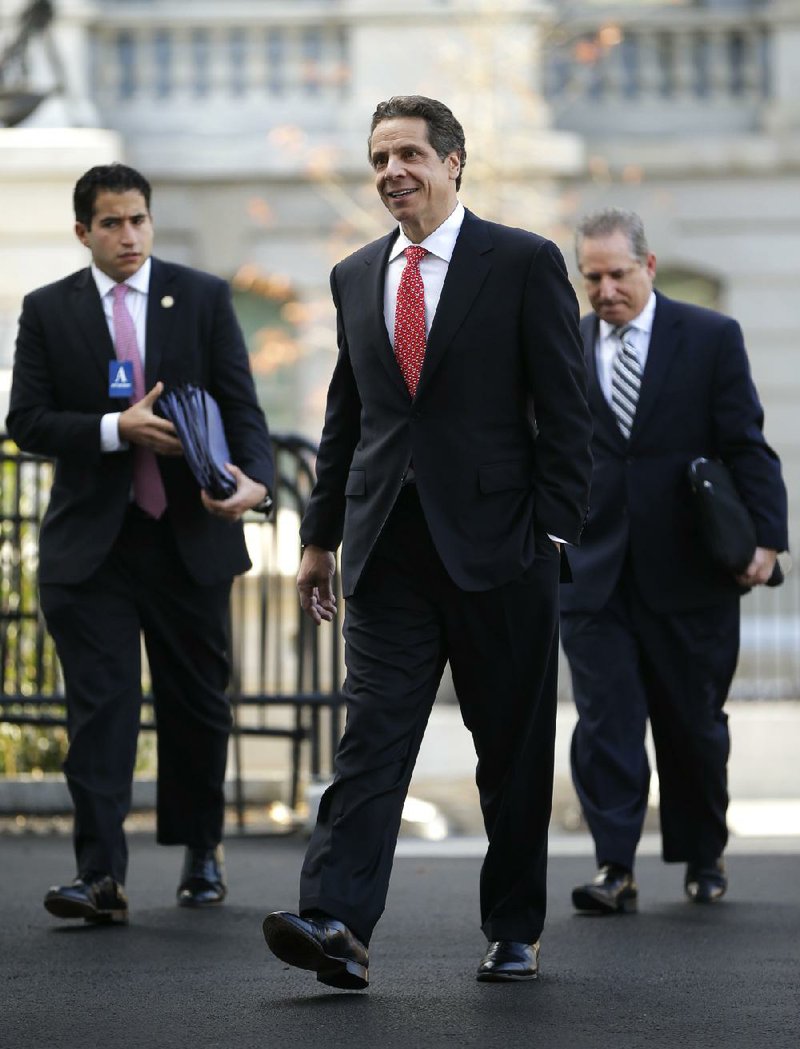 New York Gov. Andrew Cuomo arrives Monday at the West Wing of the White House in Washington for a scheduled meeting with White House officials. 