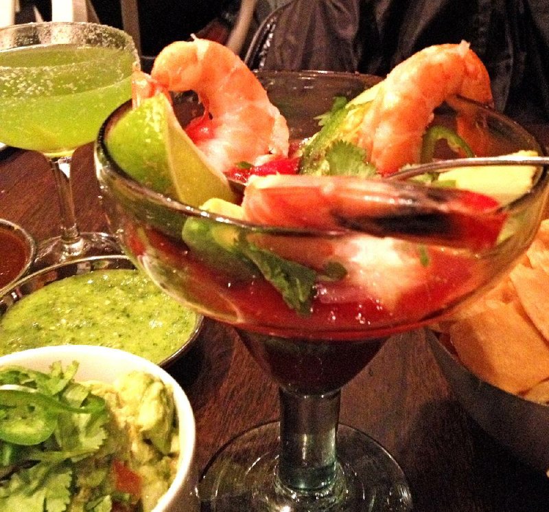 Local Lime’s “small plates” include a threeprawn Mexican Shrimp Cocktail. 