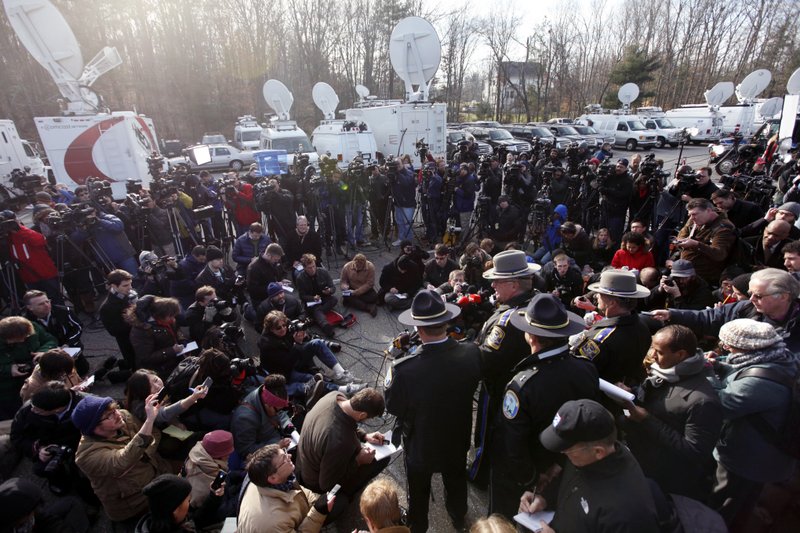 Lt. J. Paul Vance of the Connecticut State Police conducts a news briefing, Saturday, Dec. 15, 2012 in Newtown, Conn. The massacre of 26 children and adults at Sandy Hook Elementary school elicited horror and soul-searching around the world even as it raised more basic questions about why the gunman, 20-year-old Adam Lanza, would have been driven to such a crime and how he chose his victims.