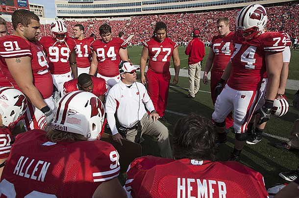 Wisconsin co-defensive coordinator Charlie Partridge, pictured in this 2011 photo, will join Arkansas as defensive line coach following the Rose Bowl. 