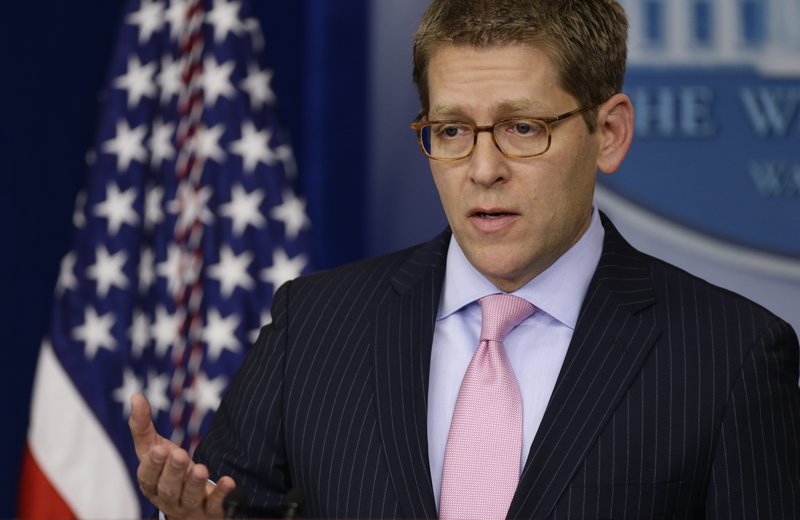 Press Secretary Jay Carney briefs reporters at the White House in Washington, Monday, Dec. 17, 2012. Carney says the president will engage the American people and lawmakers on the issue of gun violence in the coming weeks.