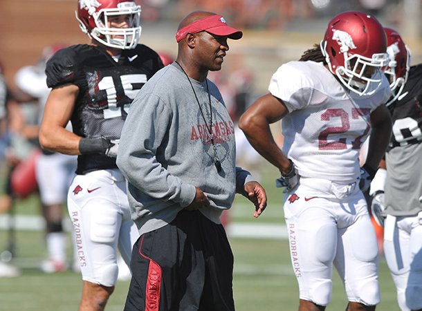 Paul Haynes, pictured in this October practice in Fayetteville, was named head coach at Kent State on Tuesday. 