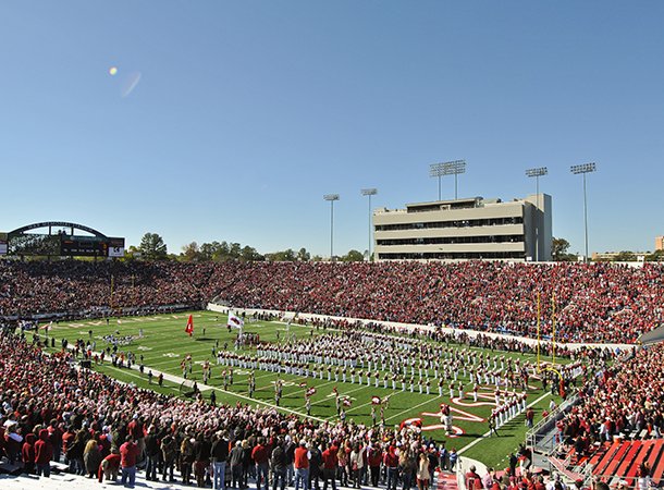 Fans fill War Memorial Stadium prior to a game between Arkansas and Ole Miss on Oct. 27, 2012. 