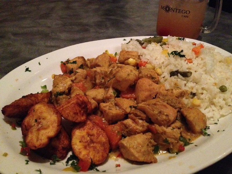 The curry chicken with rice at Montego Cafe.