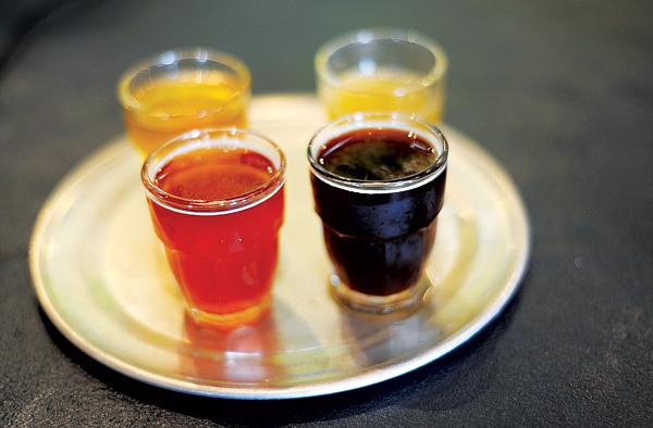 Between the various breweries in Northwest Arkansas, beers of many varieties are available to legal-aged consumers. This sampler flight was brewed at Fossil Cove Brewery in Fayetteville. 