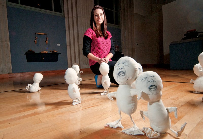 Rachel Trusty, originally from Russellville, has an installation called The Flock in the Toys Designed by Artists show at the Arkansas Arts Center.