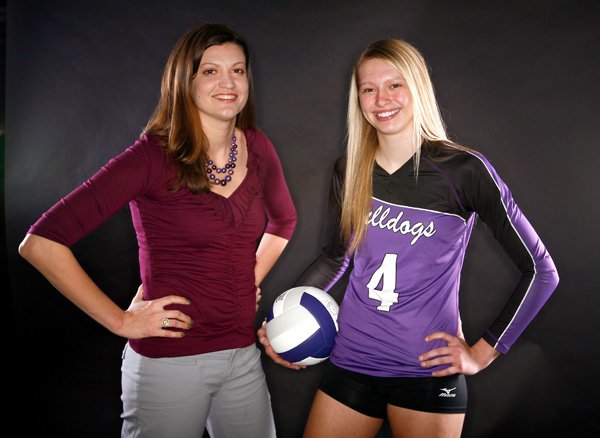 Aubrey Edie, right, of Fayetteville is the NWA Media All-Big 7 Volleyball Player of the Year, and her coach, Jessica Phelan, is the Volleyball Coach of the Year. 