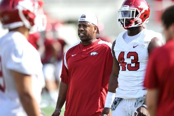 Taver Johnson was retained as the Razorbacks' cornerbacks coach, it was announced Wednesday