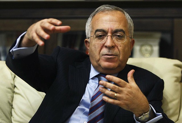 Palestinian Prime Minister Salam Fayyad speaks with The Associated Press on Sunday in the West Bank city of Ramallah. 