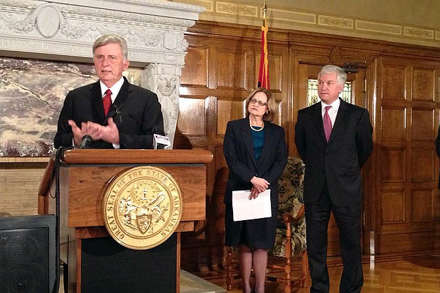 Gov. Mike Beebe speaks Thursday, Jan. 10, 2013, at the state Capitol on the Arkansas Payment Improvement Initiative.