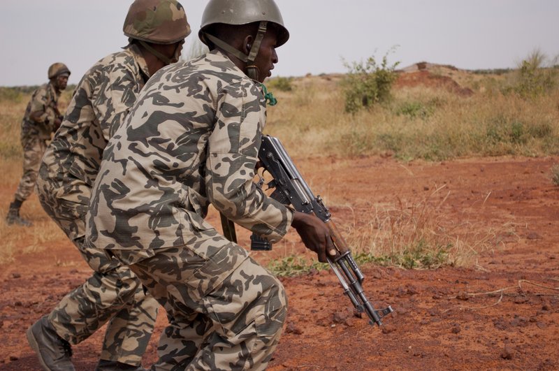 In this Nov. 24, 2012 photo, soldiers from a Malian army run during a training exercise in the Barbe military zone, in Mopti, Mali. Secretary-General Ban Ki-moon said Friday, Jan. 11, 2013 that France, Senegal and Nigeria have responded to an appeal from Mali's President Dioncounda Traore for help to counter an offensive by al-Qaida-linked militants who control the northern half of the country and are heading south. The U.N. chief said that assisting the Malian defense forces push back against the Islamist armed groups is "very important."