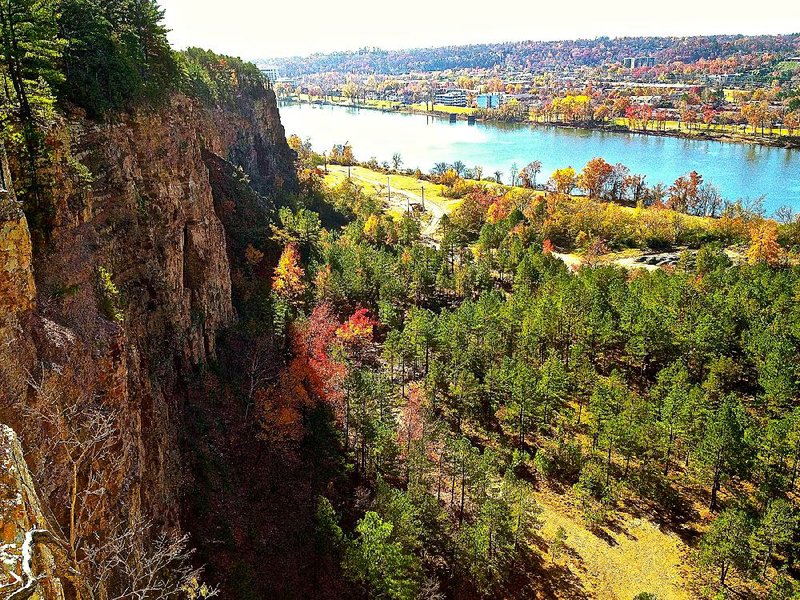 An impressive view of Little Rock’s Riverdale area awaits those who trek up the Emerald Park switchbacks. 