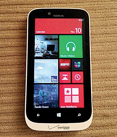 The Nokia Lumia 822 smart phone uses the new Windows Phone 8 operating system, which features “live tiles” that provide customized information at a glance. 