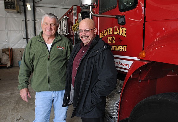 Jerry Owen, left, is retiring as chief of the Beaver Lake Fire Department. Mark Finnochio, right, is the new chief. 