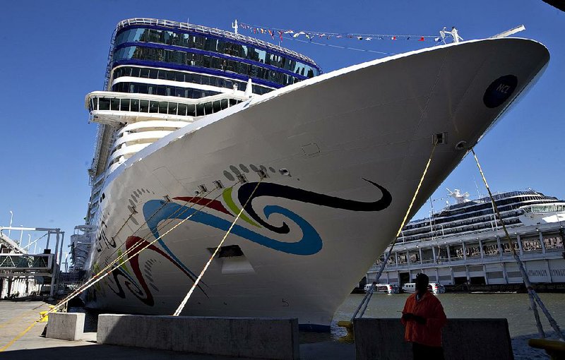 Norwegian Cruise Line’s Norwegian Epic ship sits docked at Pier 88 in New York in July 2010. The cruise operator’s stock closed at $24.79 on Friday, 30 percent above the $19 initial public offering price. 