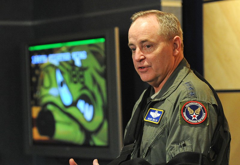 Gen. Mark Welsh, the U.S. Air Force chief of staff, speaks Friday during a news conference in Fort Smith. 