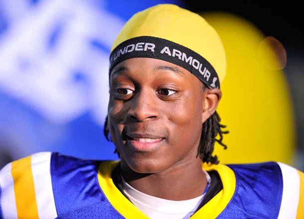 NLR athlete Altee Tenpenny talks to the media before Friday night's 7A quarter final game in North Little Rock.

Special to the Democrat-Gazette/JIMMY JONES