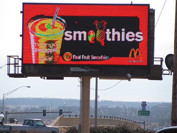 Fort Smith directors discussed the regulation of digital billboards like this one at Phoenix Avenue and Old Greenwood Road during a meeting Tuesday. 